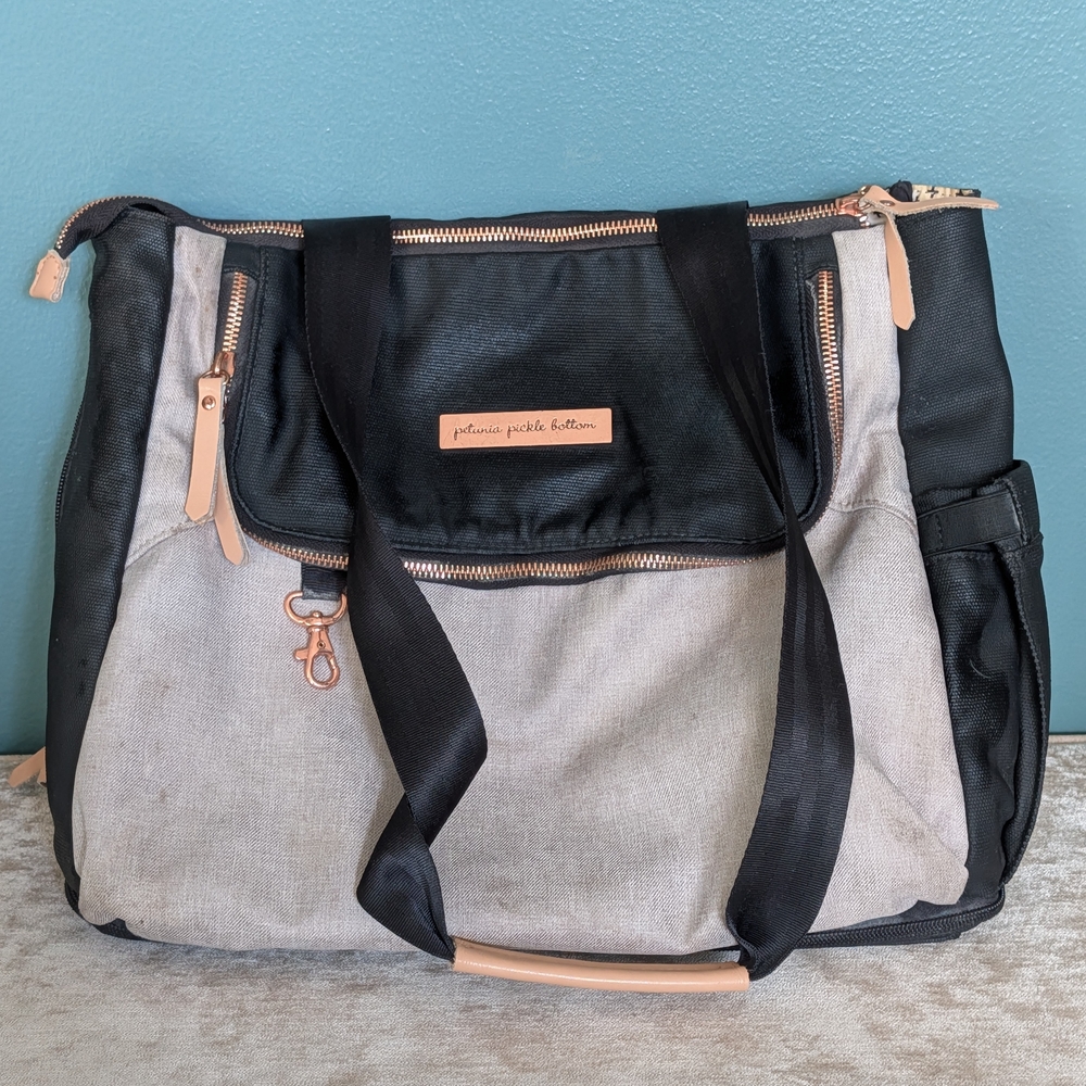 Petunia Pickle Bottom Pivot Diaper Backpack In Sand/Black(Currently Sold Online)